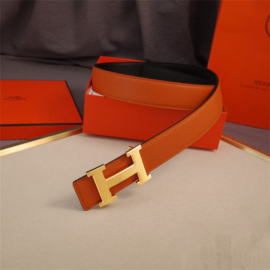 Herm* Golden Logo - Orange Cowhide Belt