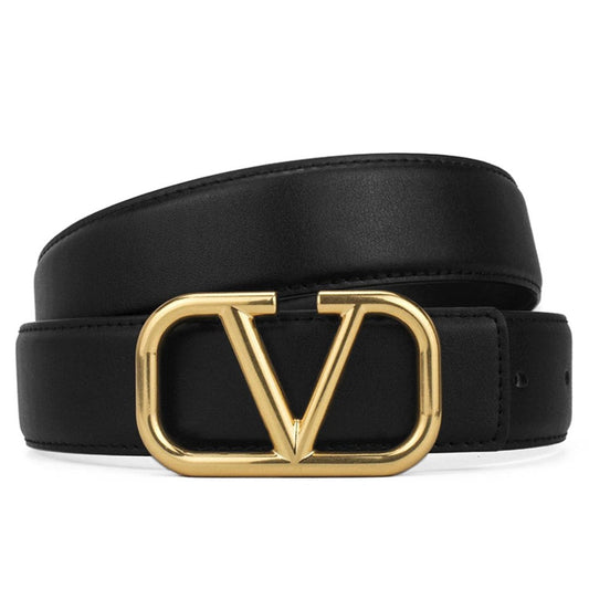 V.G. Golden Logo - Black Cowhide Belt