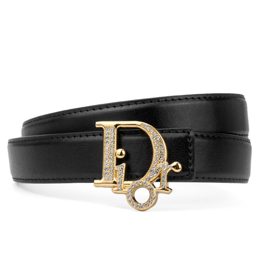 CD  Diamond Logo - Black Cowhide Belt